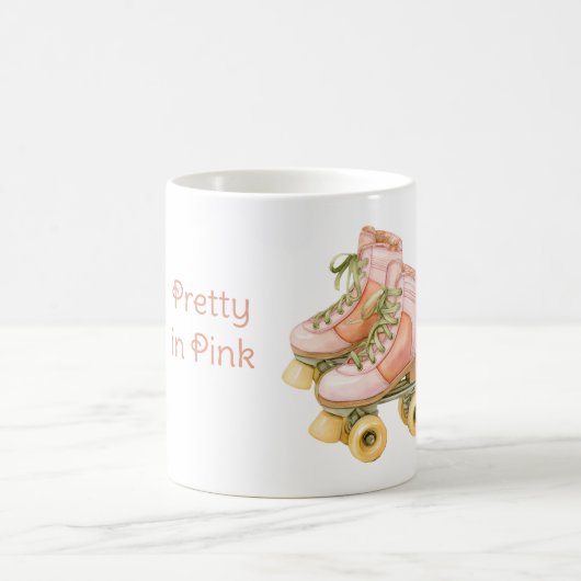 Rosa Grün geschnürte Rollschuhe Kaffeetasse (Mittel)