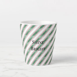 Rosa Grün Glitzerstreifen Weihnachten Milchtasse