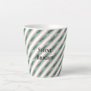 Rosa Grün Glitzerstreifen Weihnachten Milchtasse