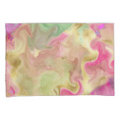 Rosa, Grün, Gold, Hüllen aus Marmorpinke Kissenbezug (Vorderseite-Rechts)