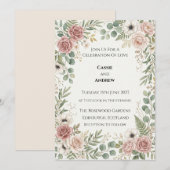 Rosa Grün-Hochzeit Einladung (Vorne/Hinten)