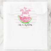 Rosa grün in einem Melonen-Erstgeburtstag Runder Aufkleber (Tasche)