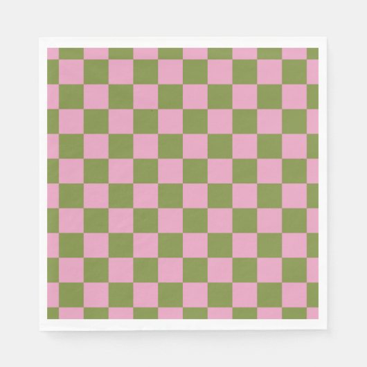 Rosa Grün kariert Gingham-Muster Serviette (Vorderseite)