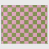 Rosa Grün kariertes Gingham-Muster Geschenkpapier (Flach)