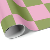 Rosa Grün kariertes Gingham-Muster Geschenkpapier (Rolleneckpunkt)