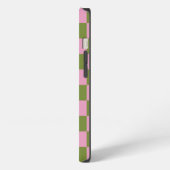 Rosa Grün kariertes Gingham-Muster iPhone Hülle (Linke Seite)