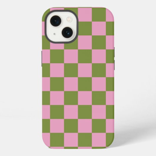 Rosa Grün kariertes Gingham-Muster iPhone Hülle (Rückseite)