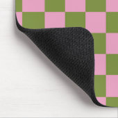 Rosa Grün kariertes Gingham-Muster Mousepad (Ecke)