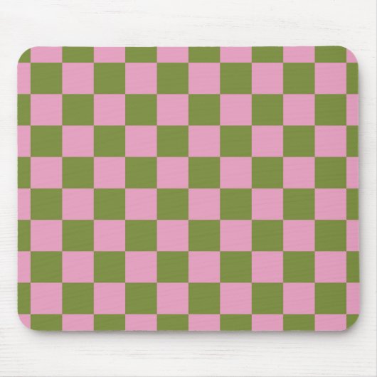 Rosa Grün kariertes Gingham-Muster Mousepad (Vorne)