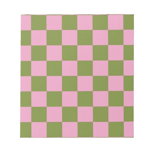 Rosa Grün kariertes Gingham-Muster Notizblock (Vorderseite)