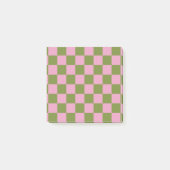 Rosa Grün kariertes Gingham-Muster Post-it Klebezettel (Vorderseite)