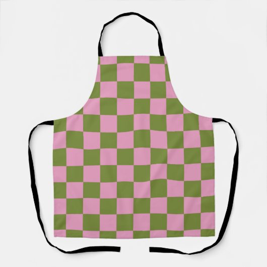 Rosa Grün kariertes Gingham-Muster Schürze (Vorderseite)