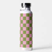 Rosa grün kariertes Gingham-Muster Trinkflasche (Rechts)
