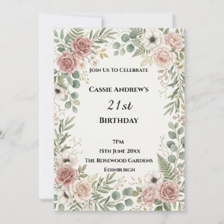 Rosa Grün Meile Geburtstag Einladung