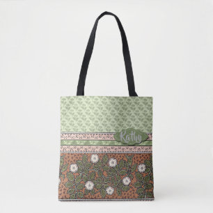 Rosa, Grün mit weißen Blume mit benutzerdefinier Tasche