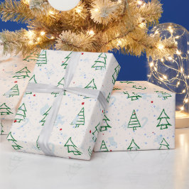 Rosa grün Moderner geometrischer Weihnachtsbaum Geschenkpapier