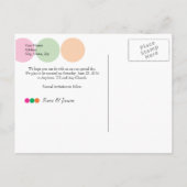 Rosa, grün, orange Kreise Save the Date Ankündigungspostkarte (Rückseite)