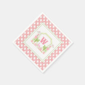 Rosa & Grün Palm Beach Nussknacker Monogrammwappen Serviette (Ecke)