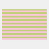Rosa & Grün Retro minimalist gestreift Geschenkpapier Set (Vorderseite)