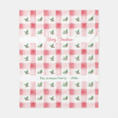 Rosa Grün Retro Weihnachten Personalisiert Fleecedecke (Vorderseite)