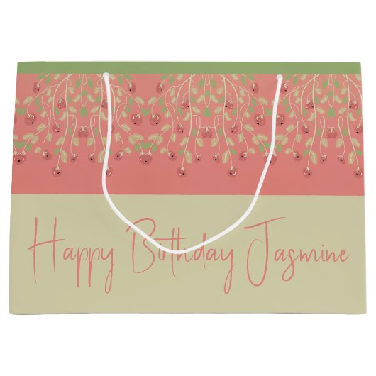 Rosa grün und Beige Große Geschenktüte (Vorderseite)