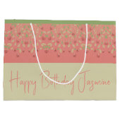 Rosa grün und Beige Große Geschenktüte (Rückseite)