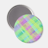 Rosa, Grün und Blau Kariert Magnet (Vorderseite/Rückseite)