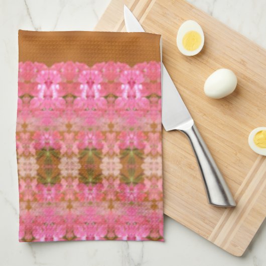 Rosa grün und Gold Geschirrtuch (Viertel Falte)