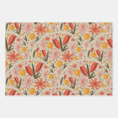 Rosa, Grün und Orange, Blumen und Muster Geschenkpapier Set (Vorderseite 3)
