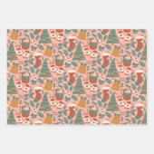 Rosa, grün und orange Urlaub Geschenkpapier Set (Vorderseite)