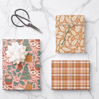 Rosa, grün und orange Urlaub Geschenkpapier Set