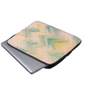 Rosa grün Zickzack. Moderne abstrakte geometrische Laptopschutzhülle (Vorne Knopf)