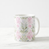 Rosa Grüne Abstrakte Floral Kaffeetasse (VorderseiteRechts)
