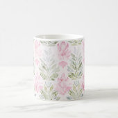 Rosa Grüne Abstrakte Floral Kaffeetasse (Mittel)