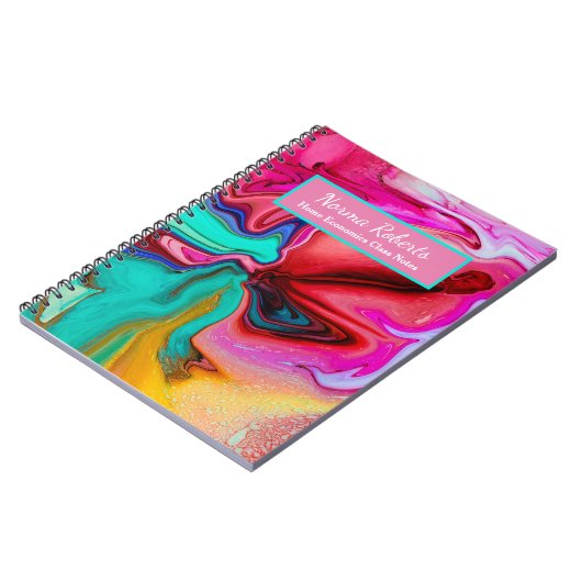 Rosa grüne Abstrakte Wasserfarbe personalisieren Notizblock (Linke Seite)