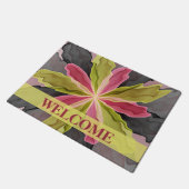 Rosa grüne Anthrazit Blume Fraktal Willkommen Fußmatte (Schrägansicht)