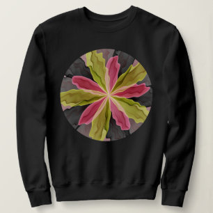 Rosa grüne Anthrazit-Fantasie-Blumen-Fraktal-Kunst Sweatshirt