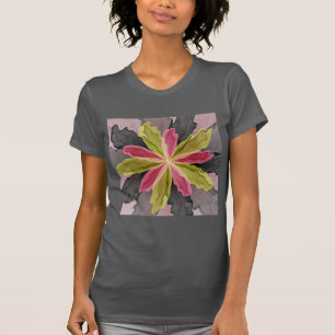 Rosa grüne Anthrazit-Fantasie-Blumen-Fraktal-Kunst T-Shirt