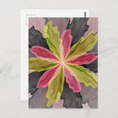 Rosa grüne Anthrazit Fantasy Blume Fraktal Art Postkarte (Vorne/Hinten)