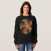 Rosa grüne Anthrazit Fantasy Blume Fraktal Art Sweatshirt (Vorne ganz)