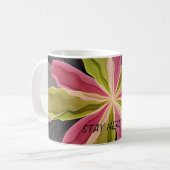 Rosa grüne Anthrazit Fantasy Blume Fraktal Text Kaffeetasse (Vorderseite Links)