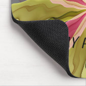 Rosa grüne Anthrazit Fantasy Blume Fraktal Text Mousepad (Ecke)