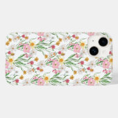 Rosa Grüne Aquarell-Wildblume Case-Mate iPhone Hülle (Rückseite (Horizontal))