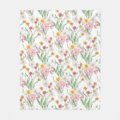 Rosa grüne Aquarell-Wildblume Fleecedecke (Vorderseite)