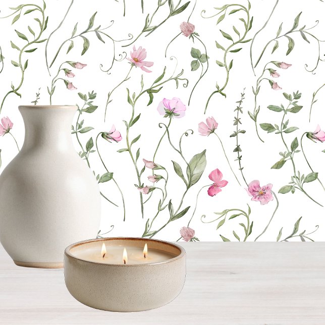 Rosa grüne Aquarell-Wildblumen-Wallpaper Tapete (Von Creator hochgeladen)