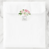 Rosa grüne Aquarellfarben - Blumenfirma Runder Aufkleber (Tasche)