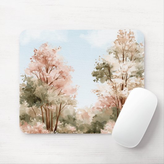 Rosa Grüne Bäume Blaue Himmel Mousepad (Mit Mouse)