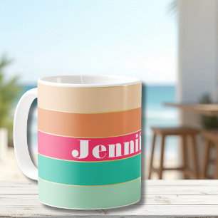 Rosa grüne benutzerdefinierte Sommerfarbe Blockstr Kaffeetasse