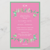 Rosa Grüne Blätter Haushalt Hochzeit Einladungen (Vorderseite)