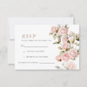 Rosa & grüne Blätter Hochzeitskarte RSVP Karte (Vorderseite)